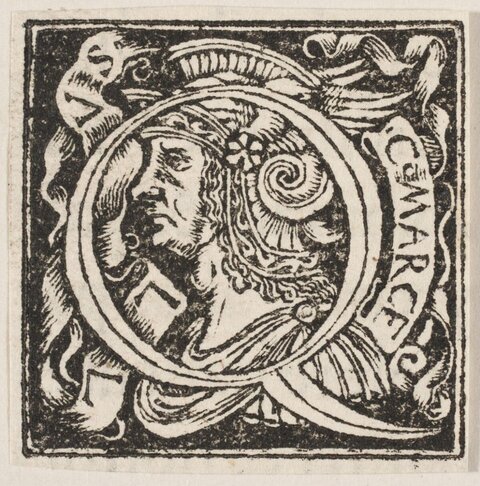 Vintage Woodcut Male Warrior Portrait