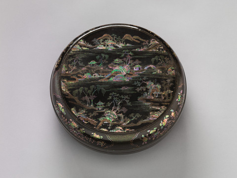 Mother-of-Pearl Inlay Landscape Lacquer Box