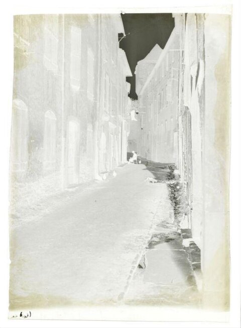 Old Negative of Narrow Town Street