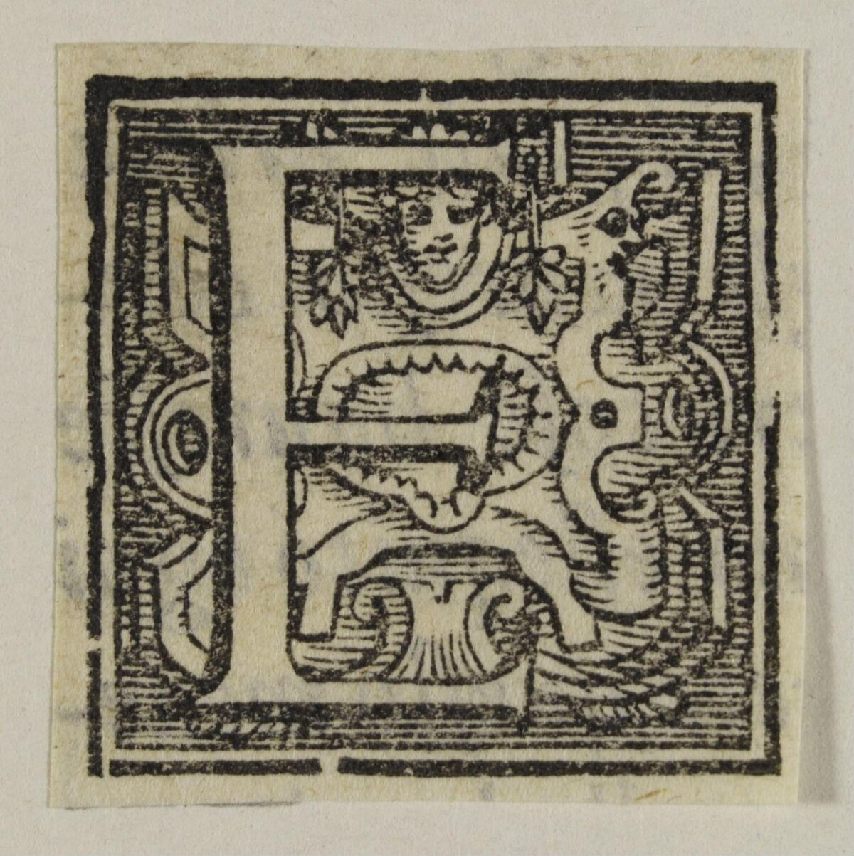 Woodcut Decorated Initial Letter E