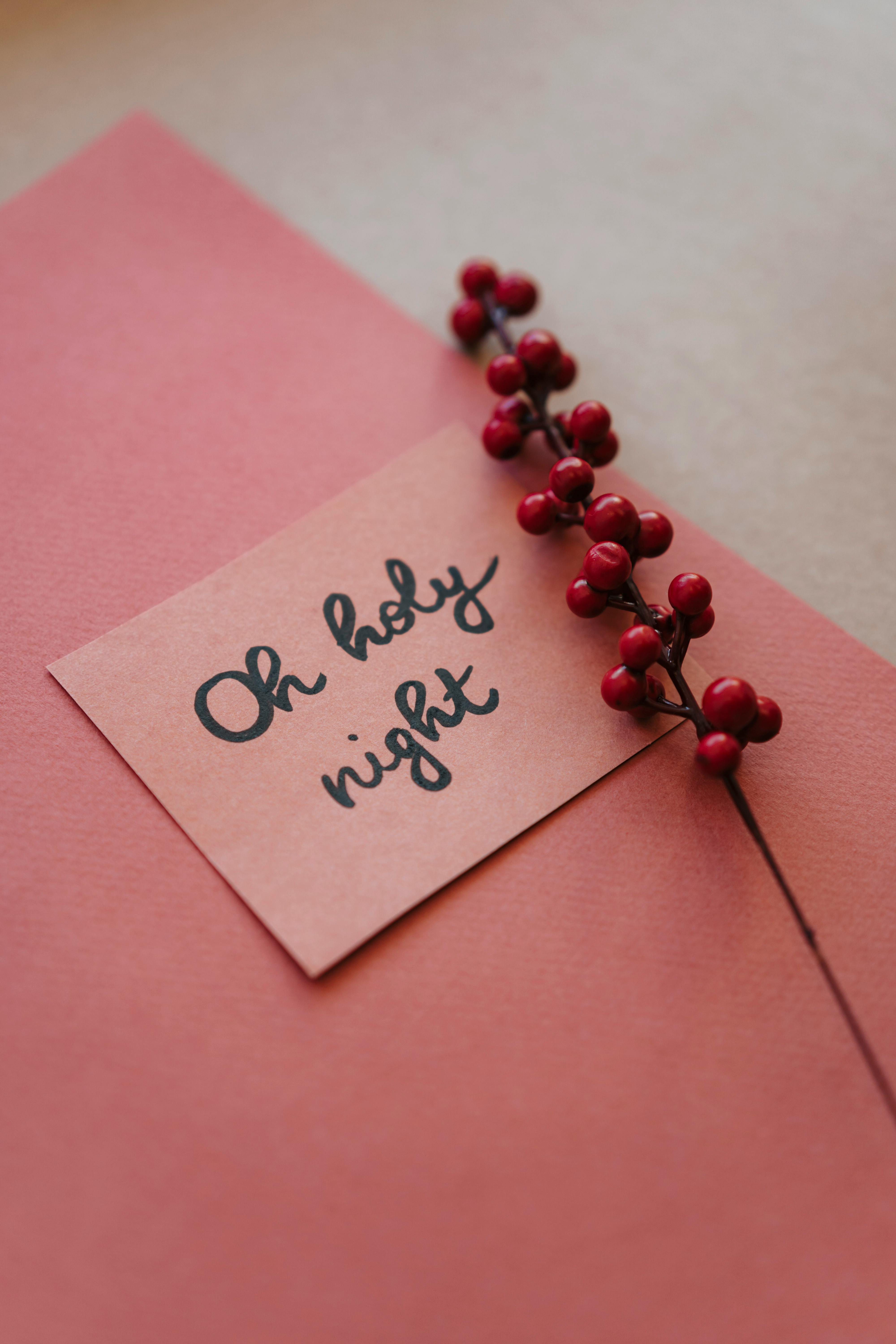 Oh Holy Night Card With Red Berry Branch