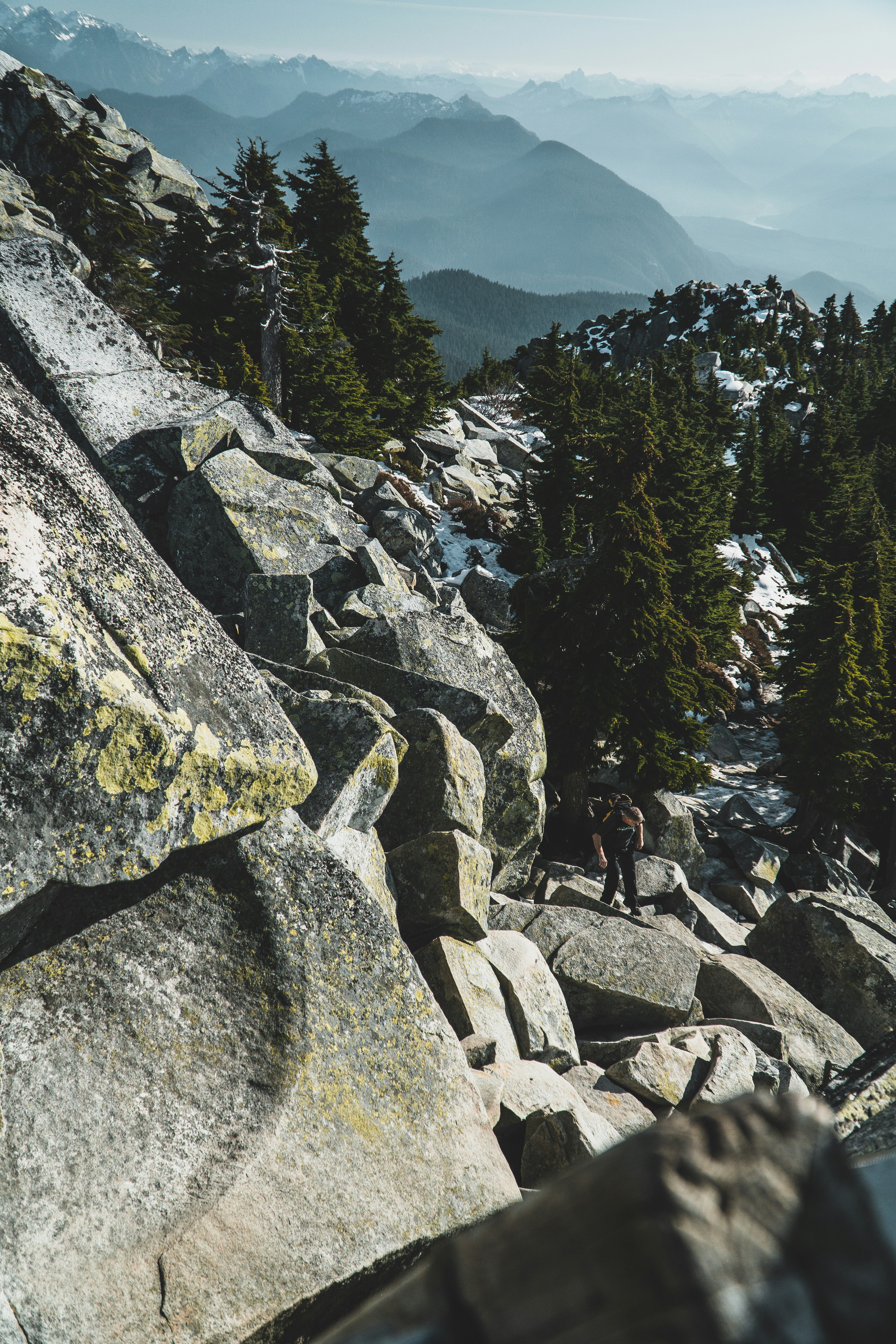 Hiker on Rocky Mountain Ridge