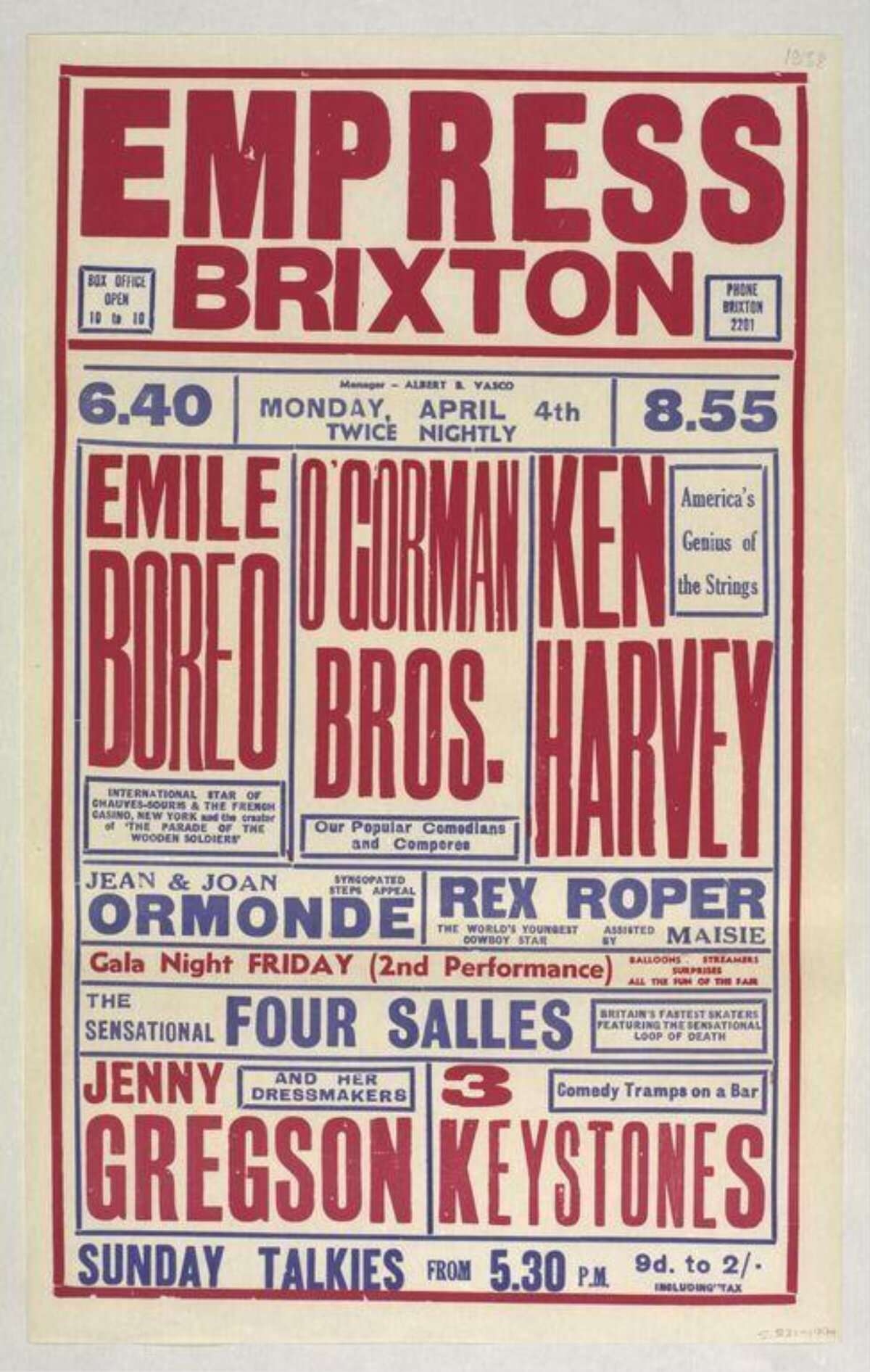 Empress Brixton Vintage Variety Poster