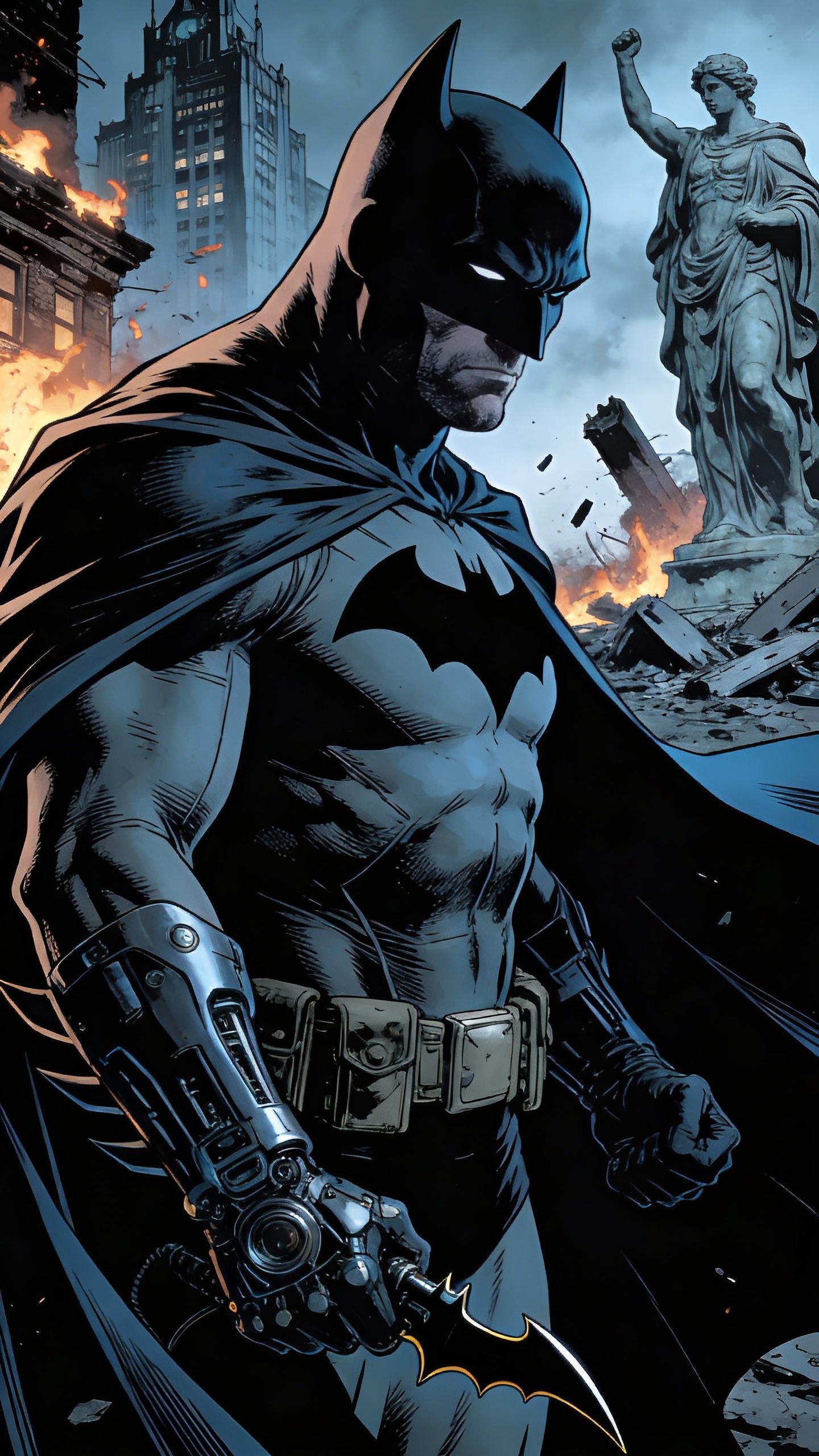 Batman in Destroyed Gotham City