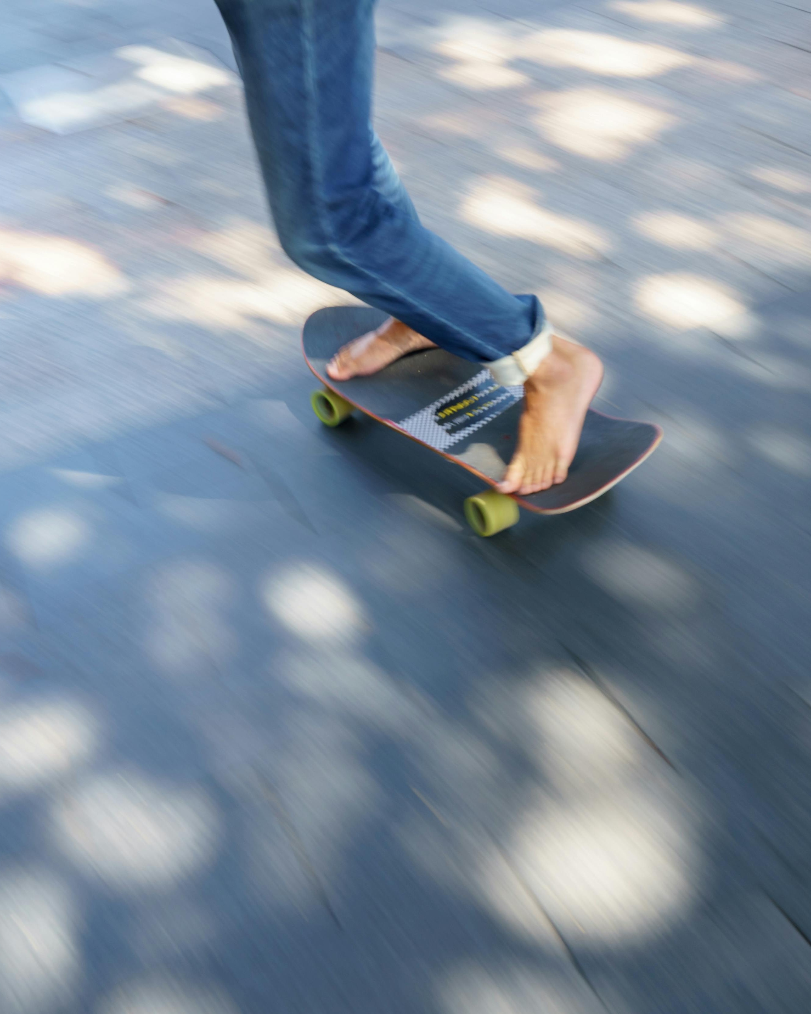 Barefoot Skateboarding on Pavement