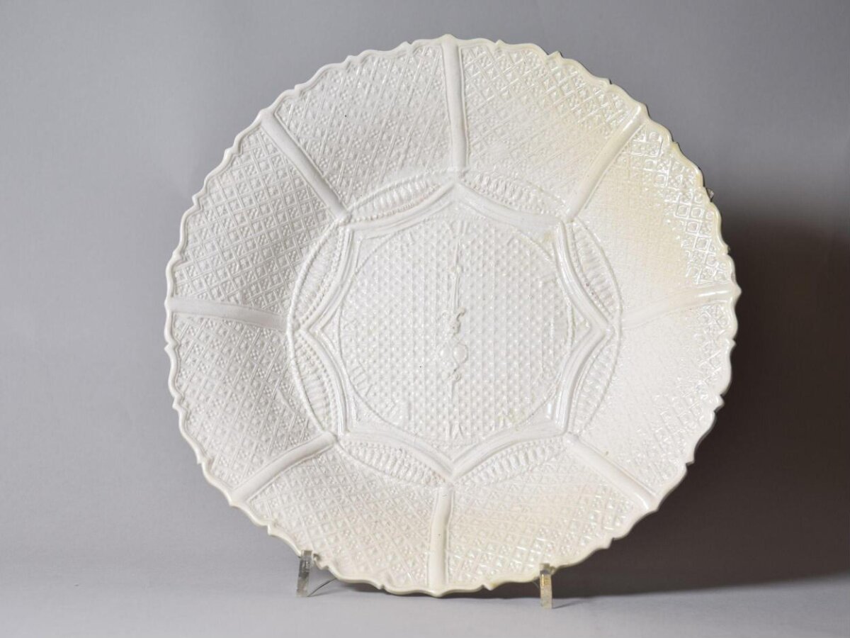 White Embossed Porcelain Plate