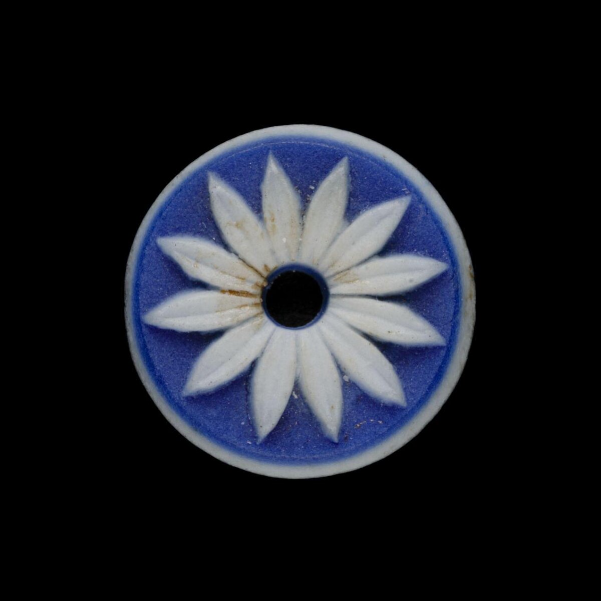 Blue and White Daisy Patterned Bead