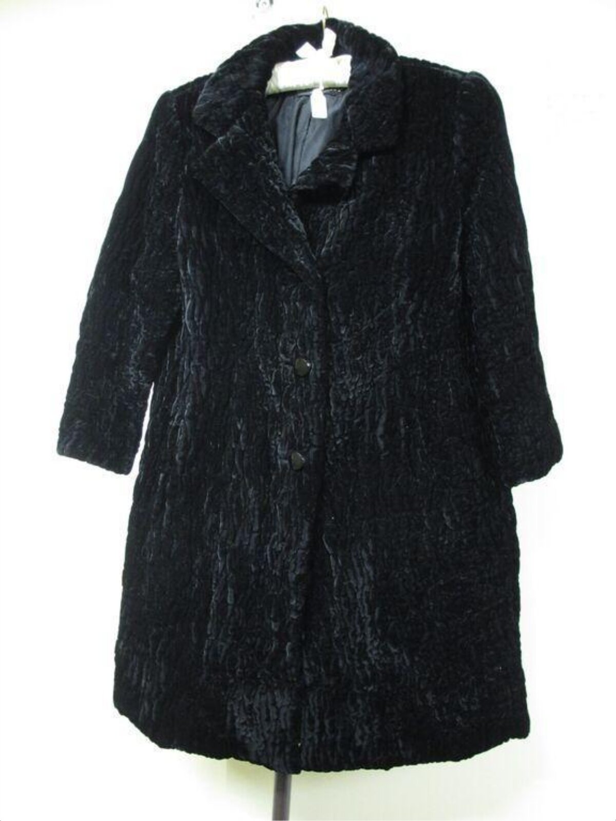 Black Textured Mid-Length Coat