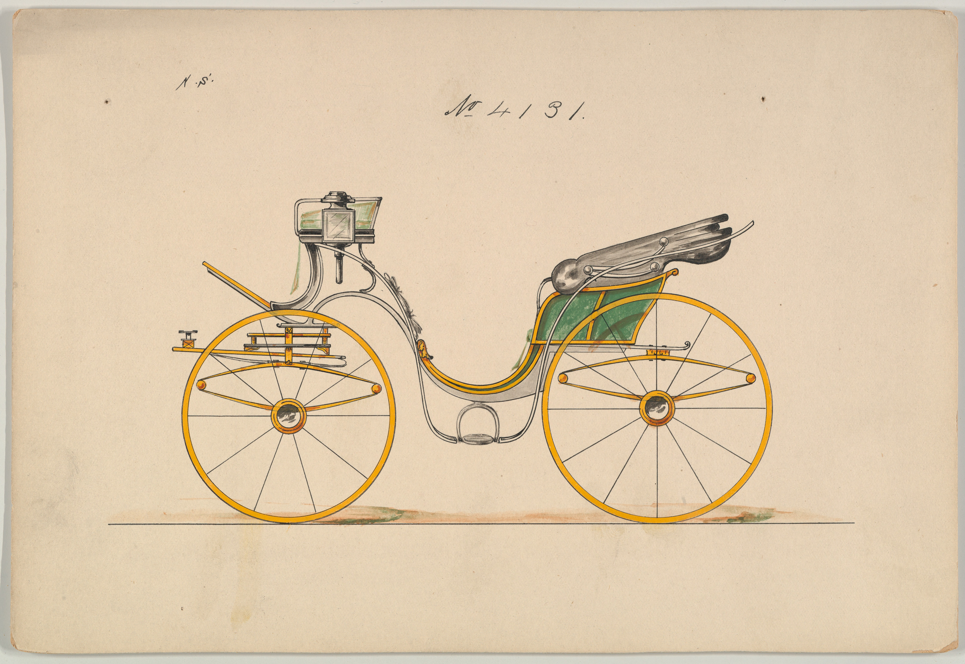 Design Drawing of a Vintage Horse Carriage