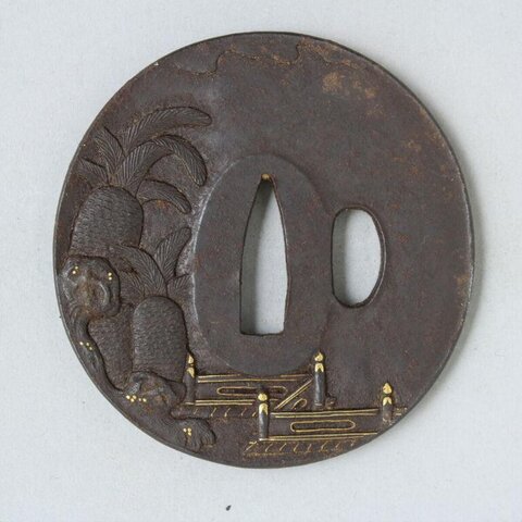 Carved Iron Japanese Sword Tsuba