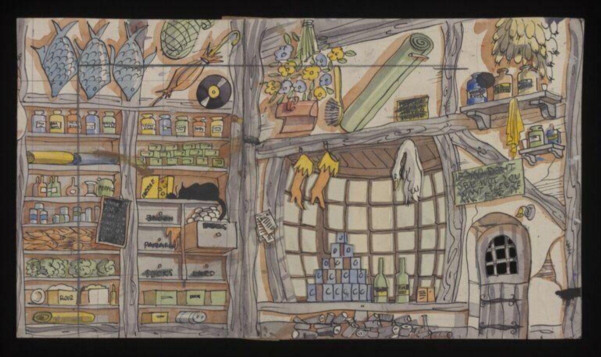 Hand-drawn Old General Store Interior