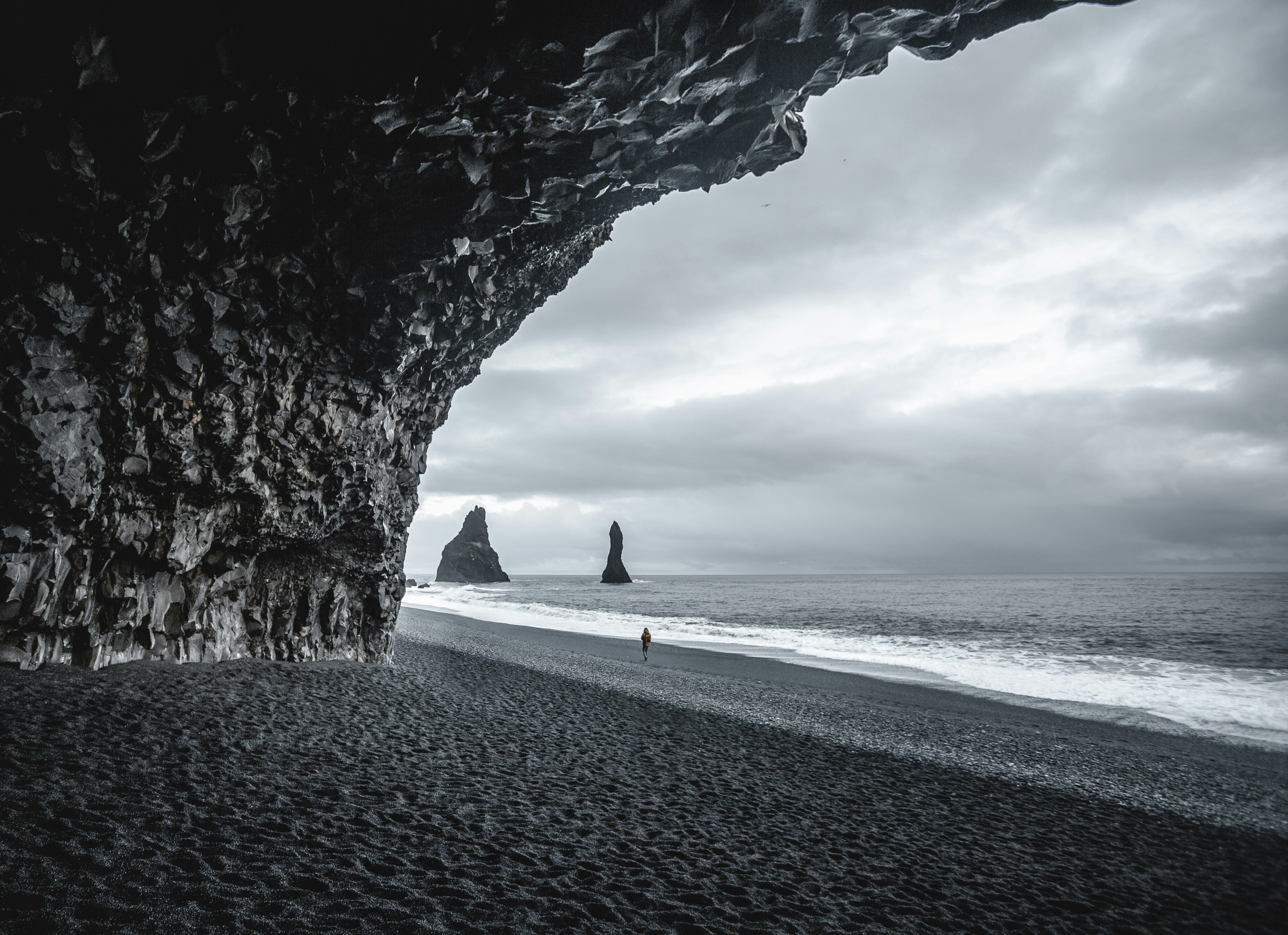 Black Sand Beach View From Cave