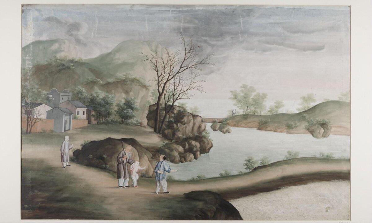 Chinese Riverside Countryside Landscape Painting