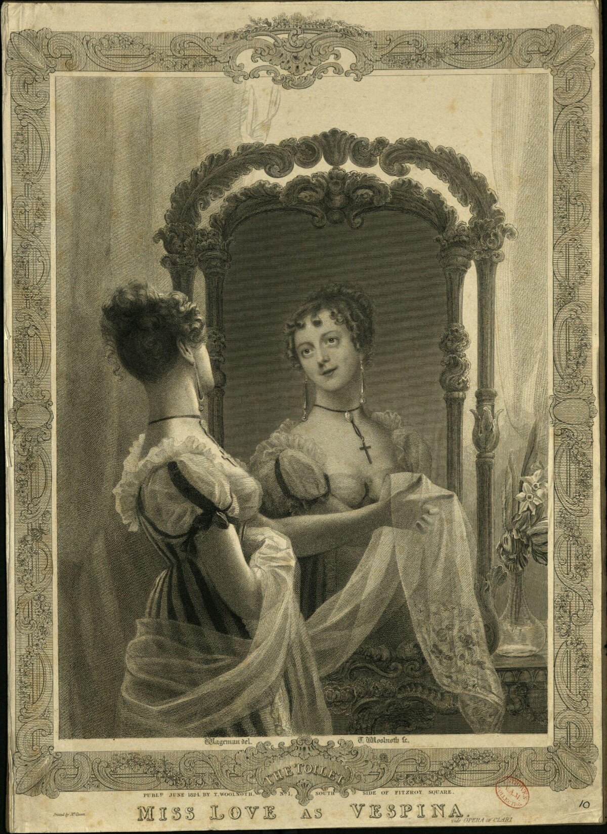 1824 Engraving of Miss Love as Vespina