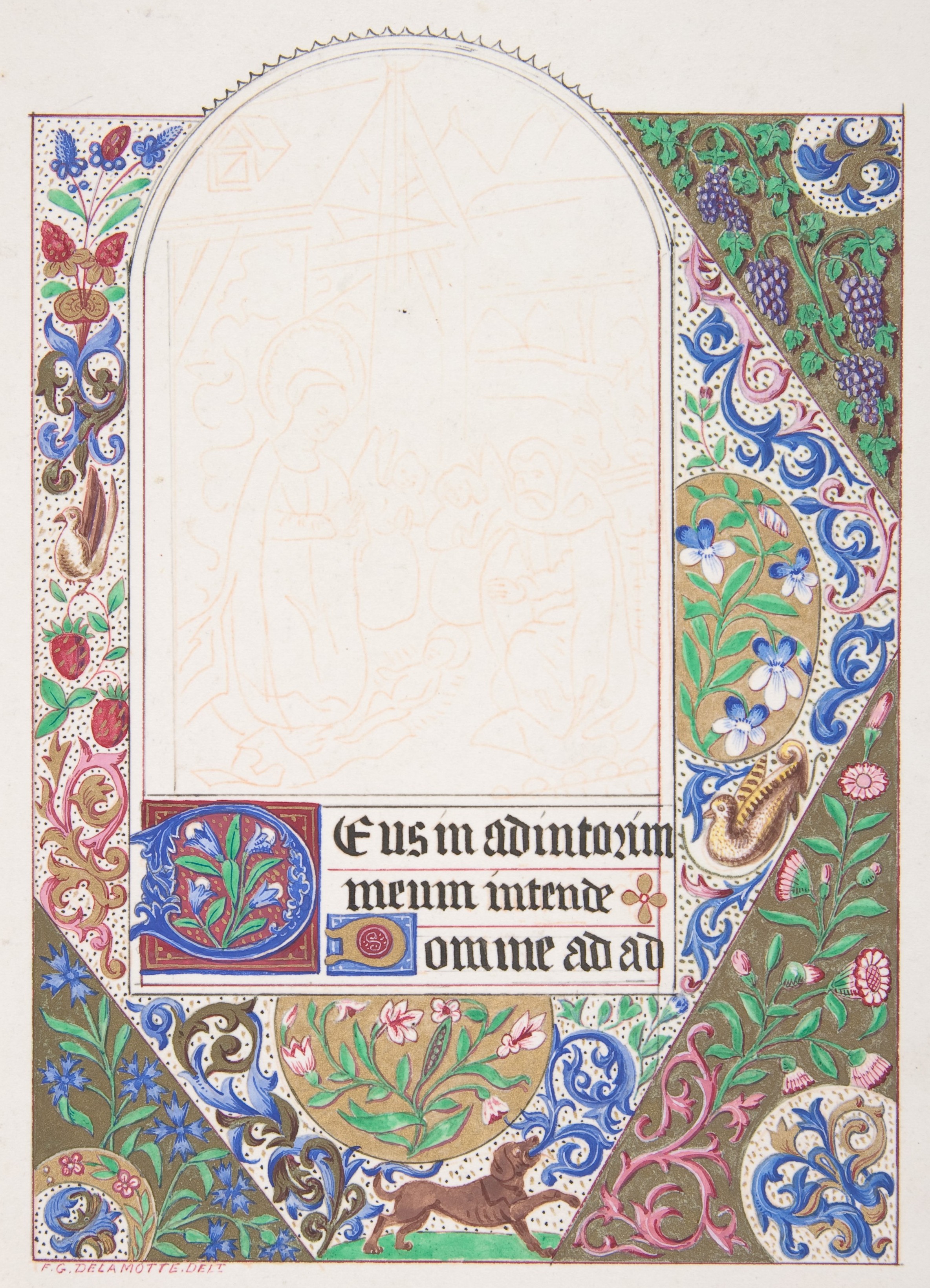 Unfinished Illuminated Manuscript Page