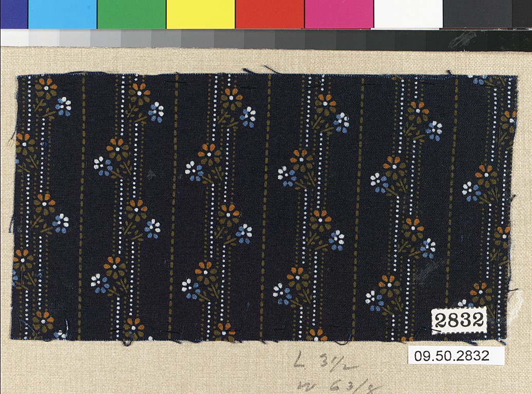 Dark Floral Striped Fabric Swatch