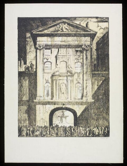 Classical Building Crowd Sketch