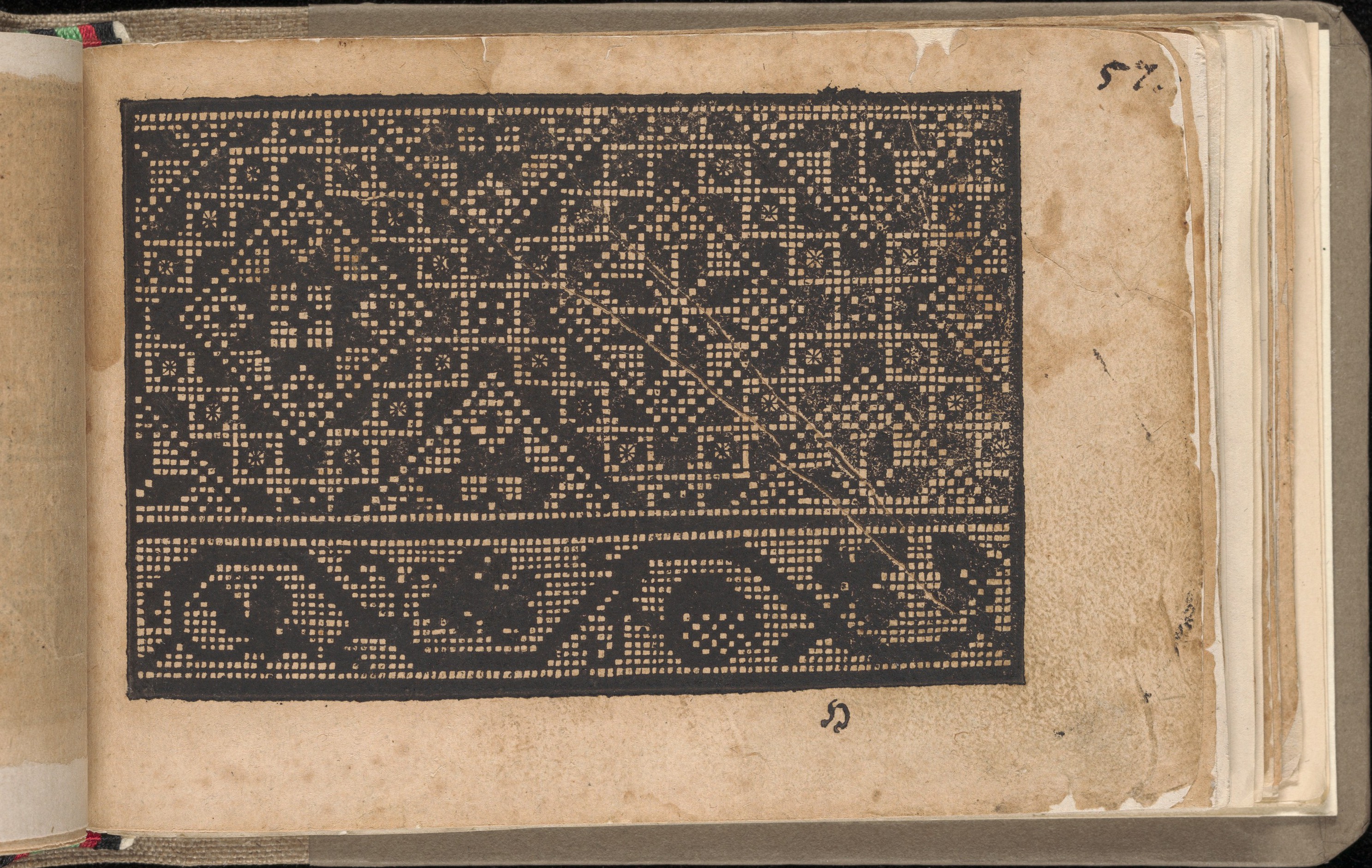 Antique Cross-Stitch Pattern on Album Page