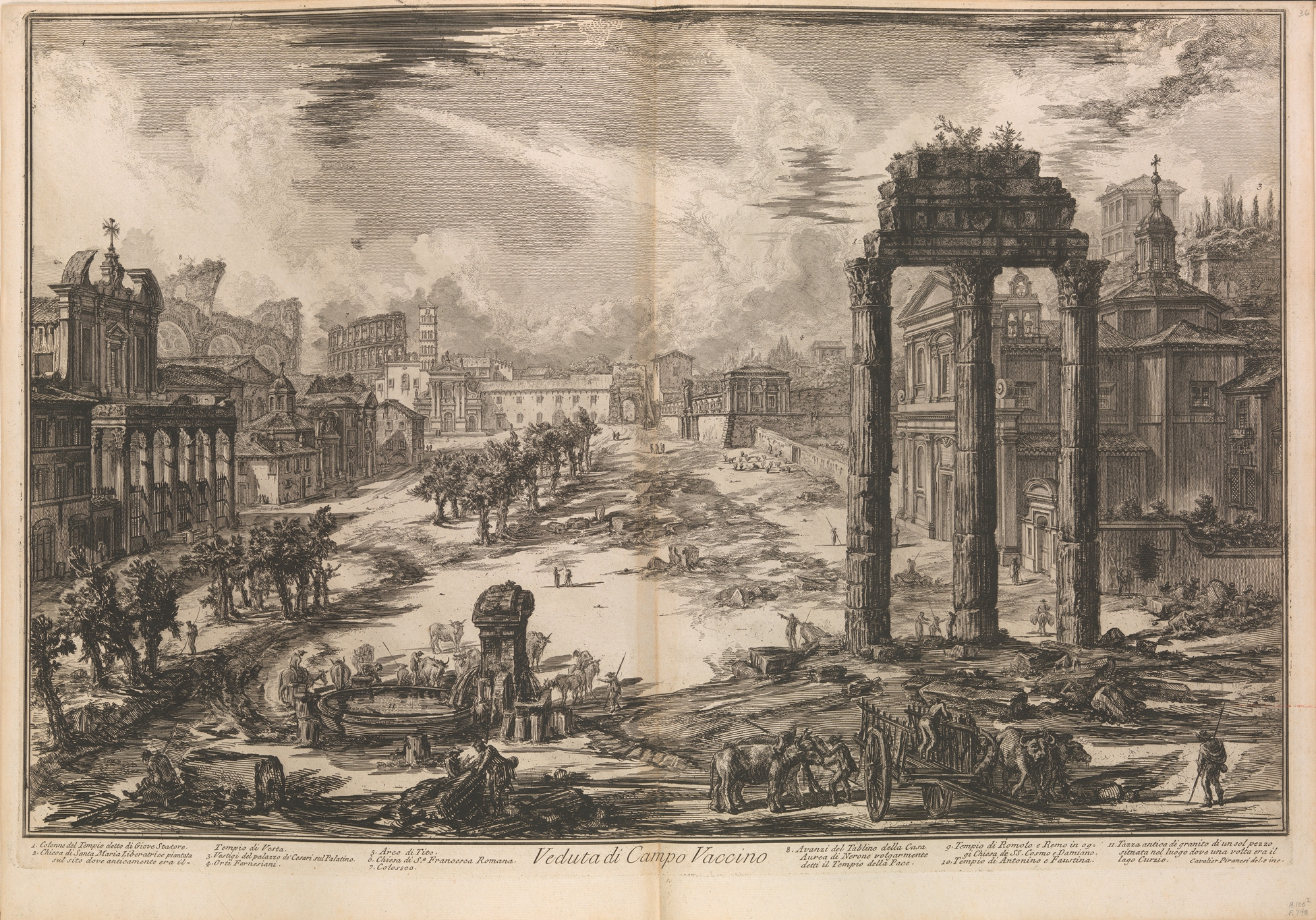 Engraving of Campo Vaccino Rome