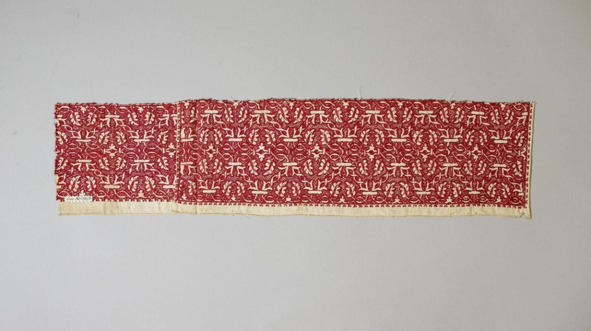 Red Patterned Antique Textile Fragment