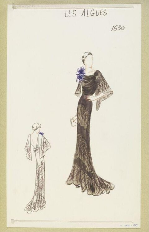 Vintage Evening Gown Fashion Sketch