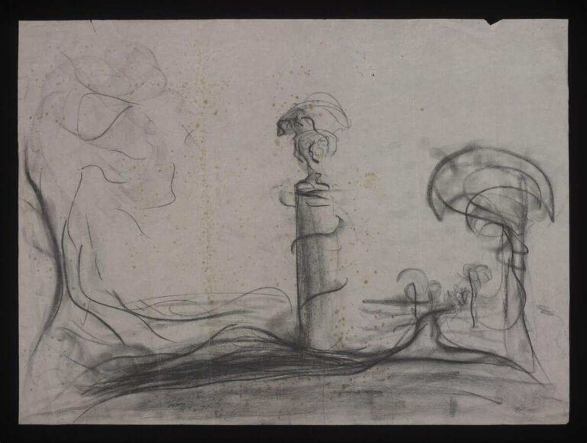 Pencil Sketch of Landscape with Column