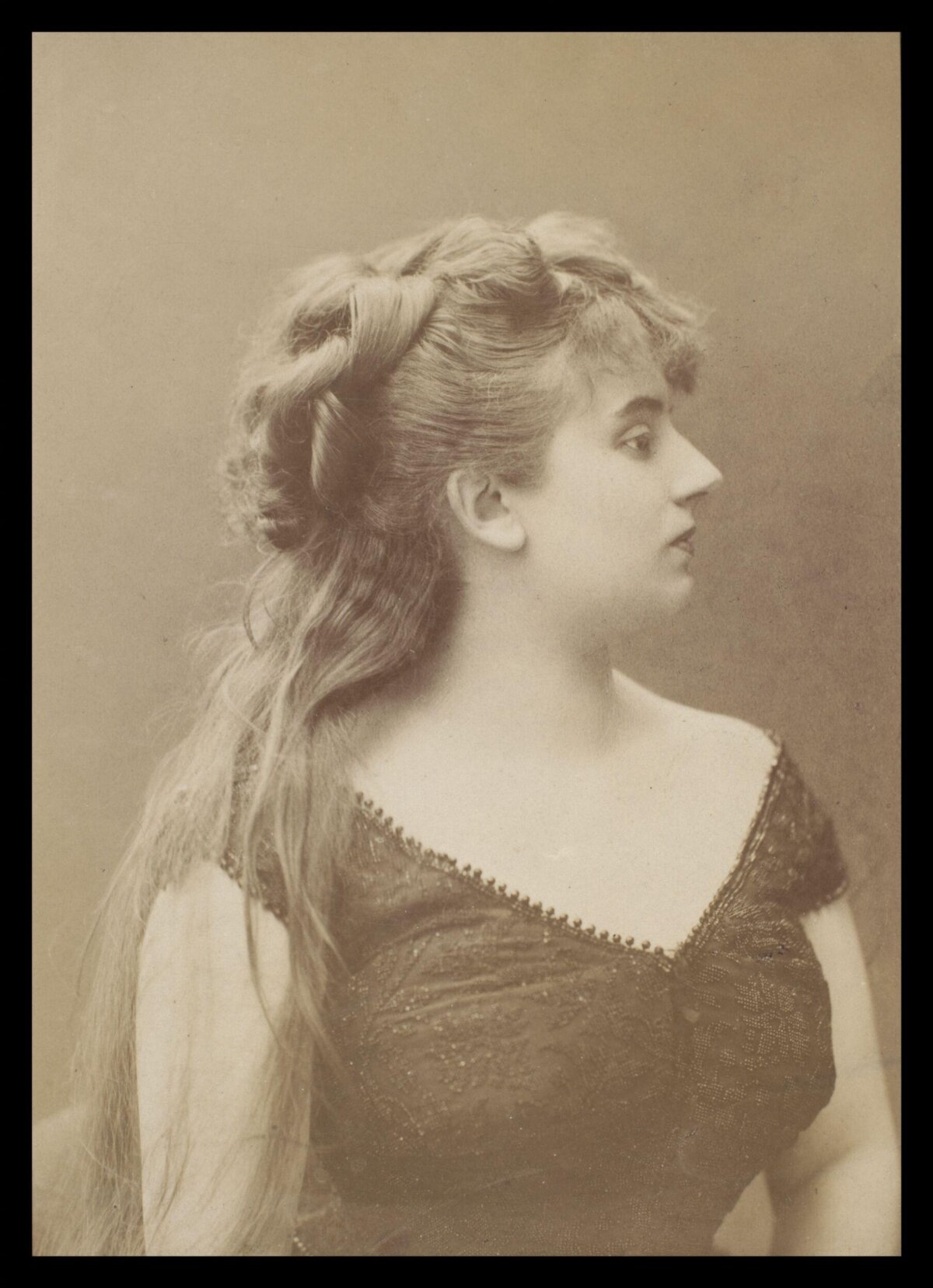 Vintage Side Profile Portrait of Woman
