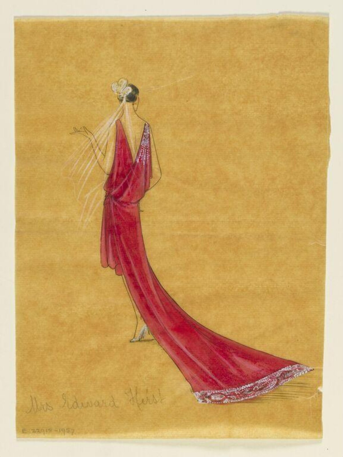 Red Evening Gown Fashion Sketch