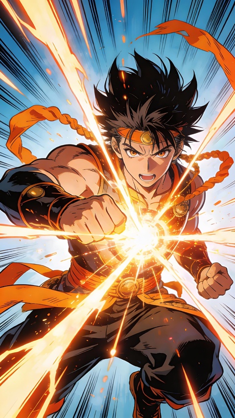Anime Hero's Powerful Energy Attack