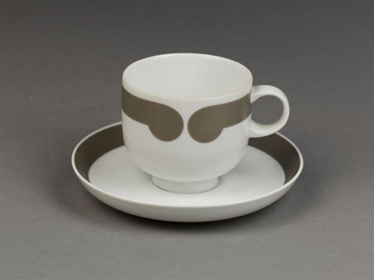 Grey Patterned Cup and Saucer