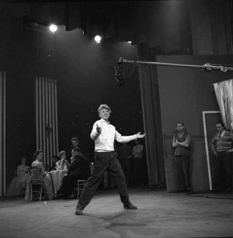 Actor Performing on Theater Stage