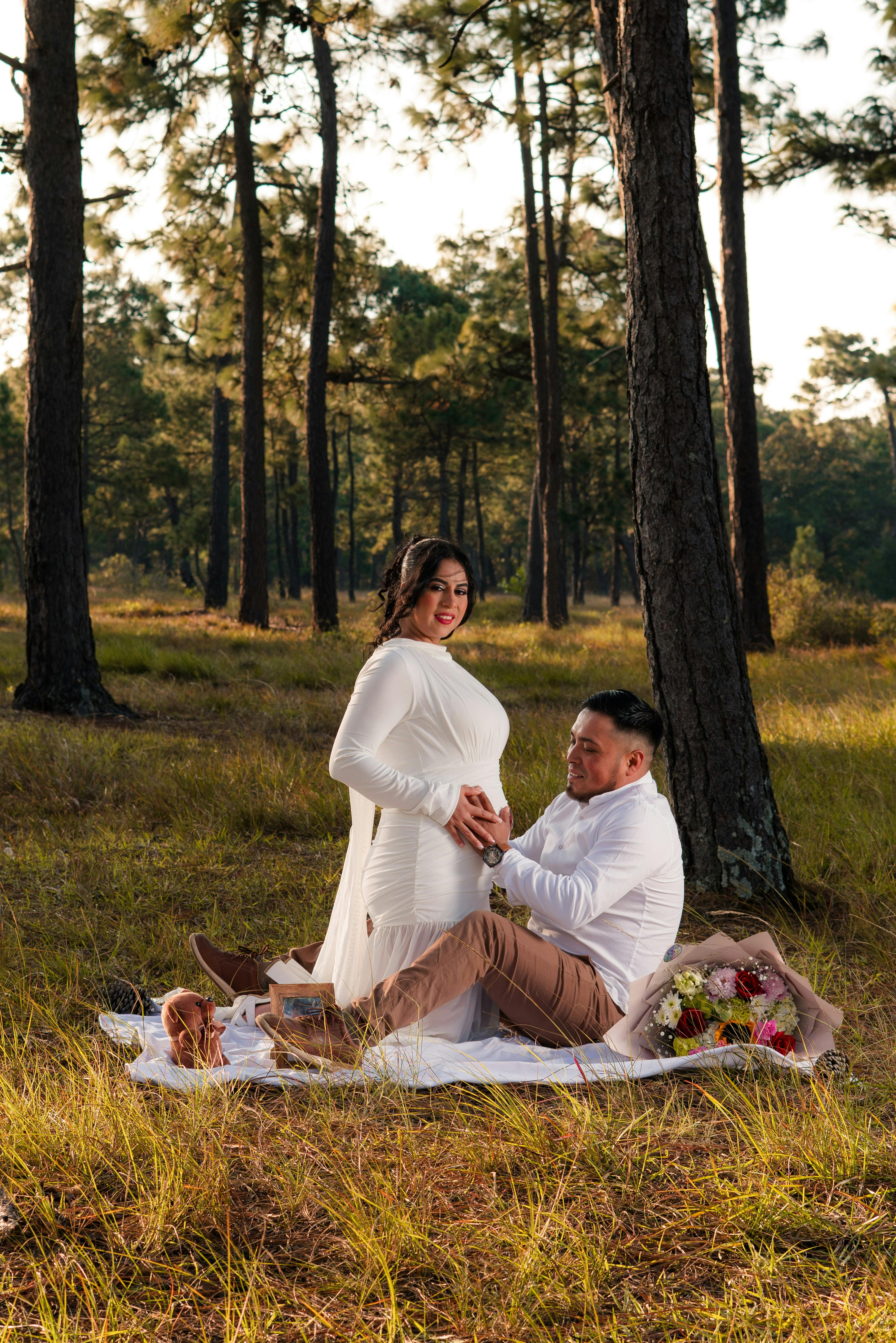 Couple Maternity Session in Pine Forest