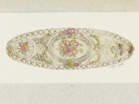 Hand Colored Oval Decorative Design