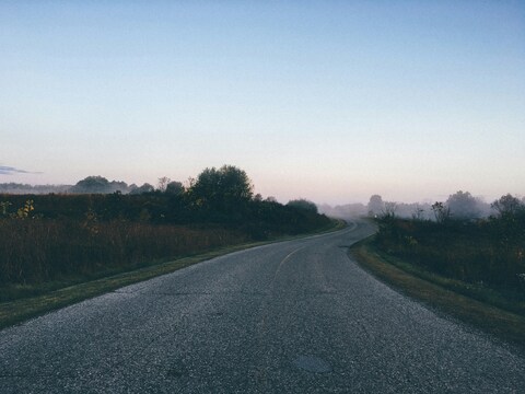 Foggy Winding Rural Road