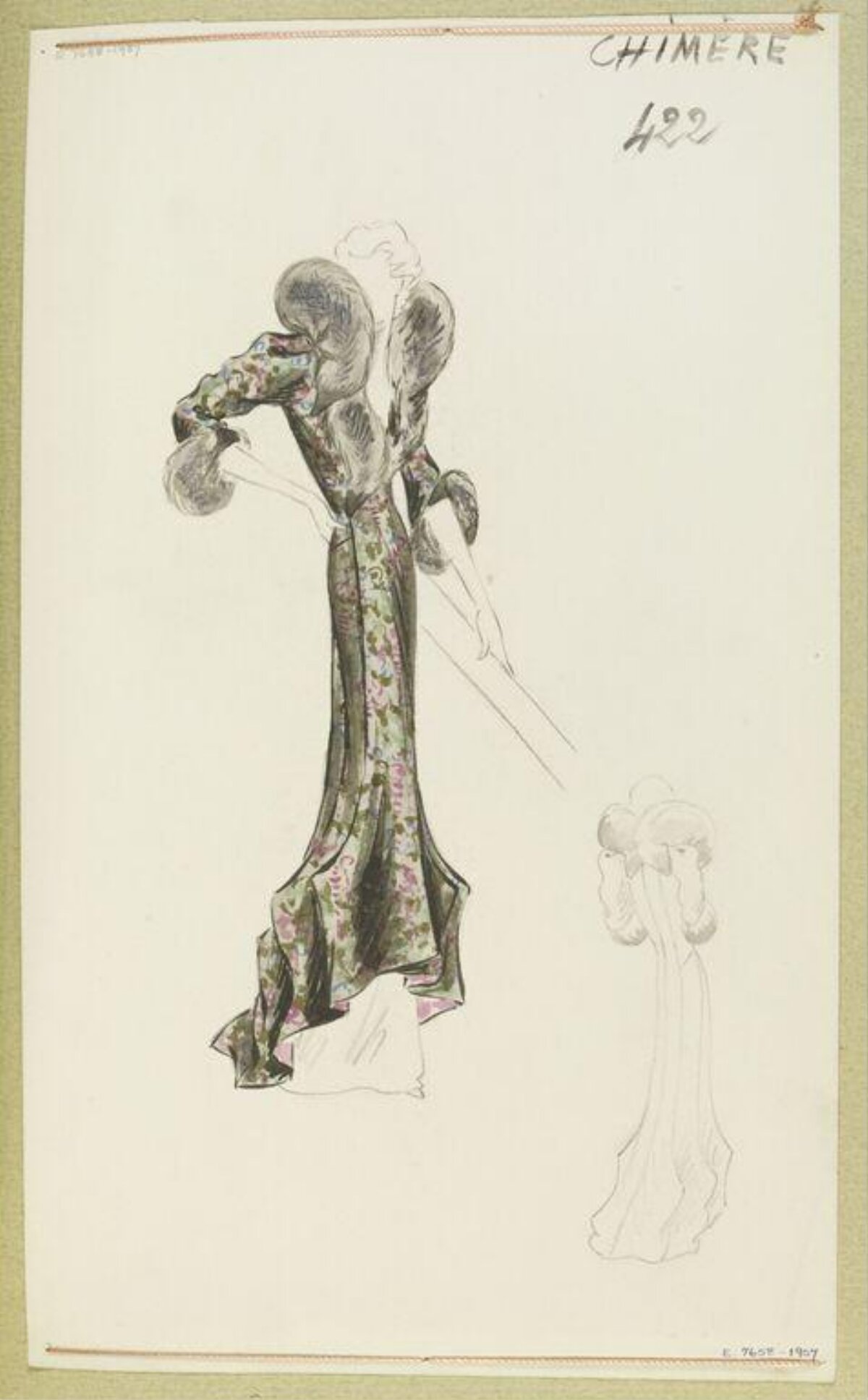 Vintage Evening Gown Fashion Sketch