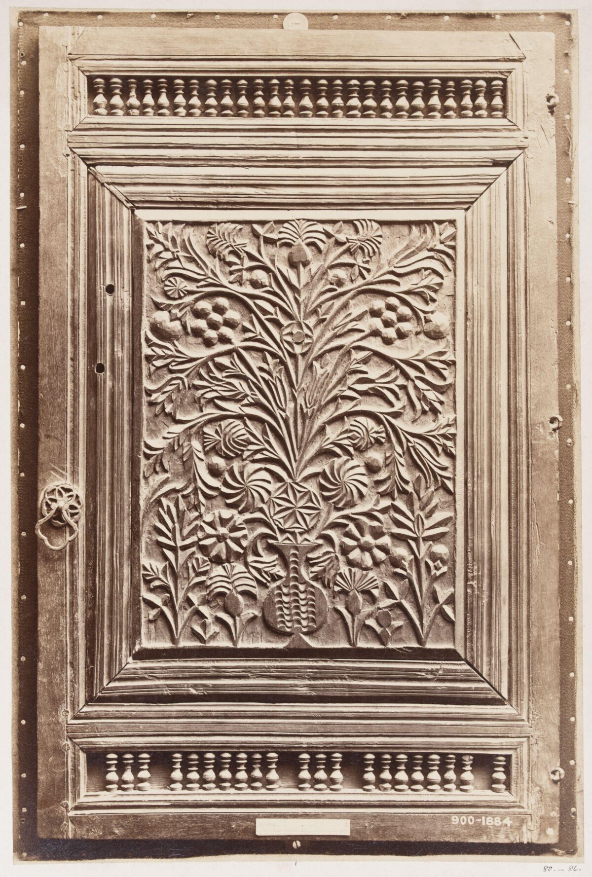 Carved Floral Wooden Door Panel