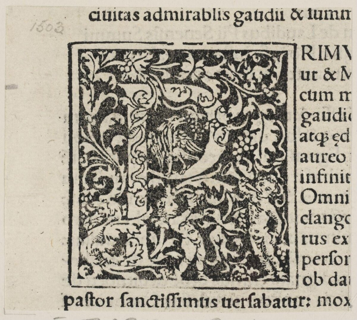 1503 Decorated Woodcut Initial Letter