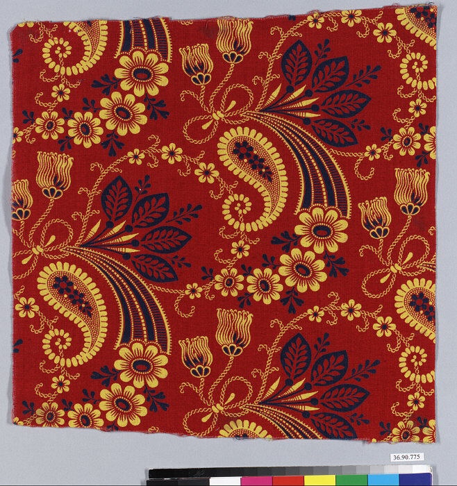 Red Paisley Floral Print Fabric