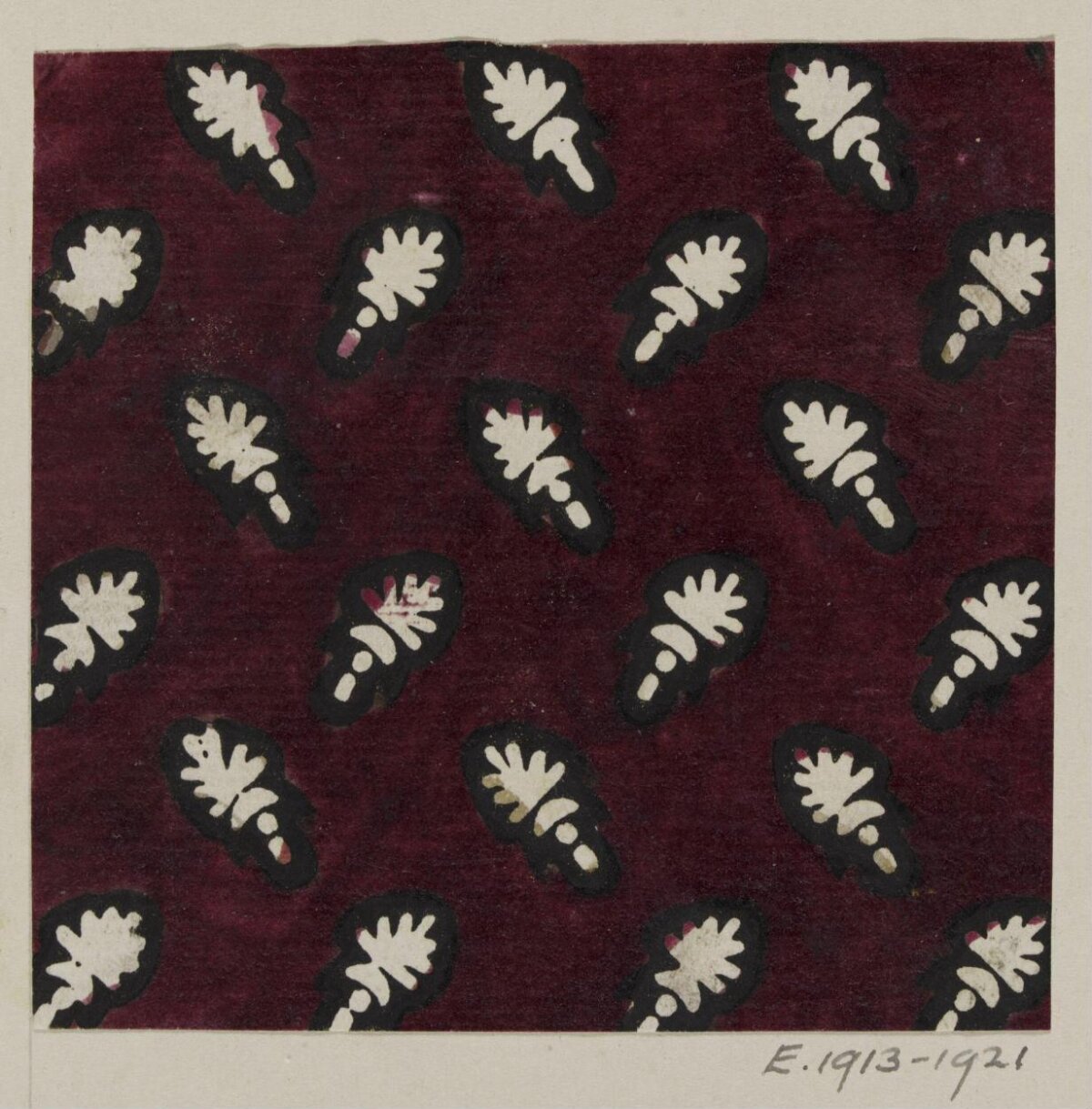 Burgundy Leaf Motif Textile Pattern