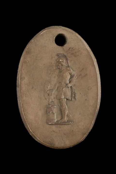 Oval Ancient Warrior Relief Medallion