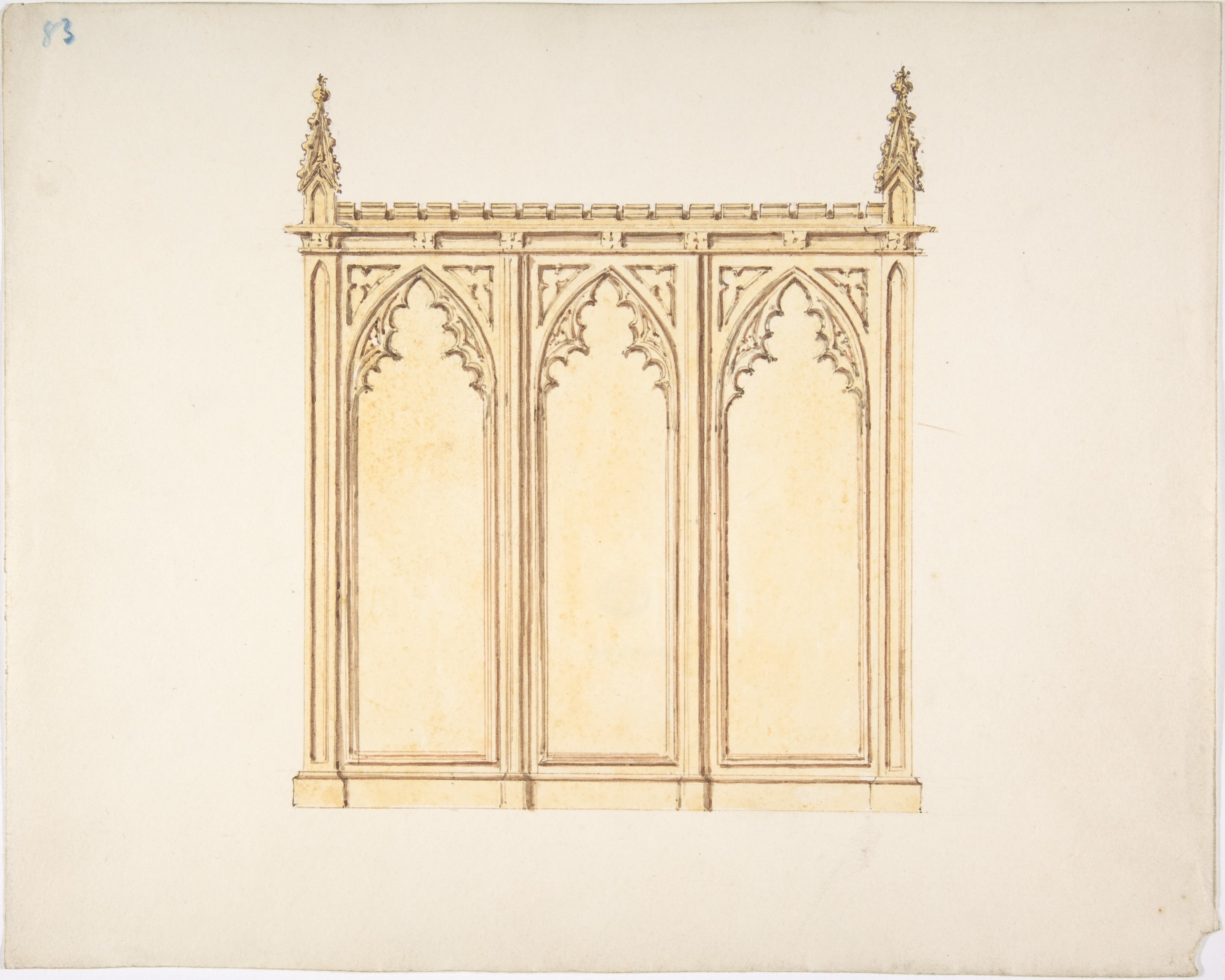 Gothic Style Architectural Screen Drawing