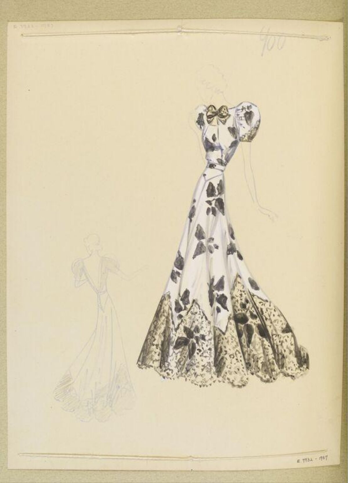 Vintage Evening Gown Fashion Sketch
