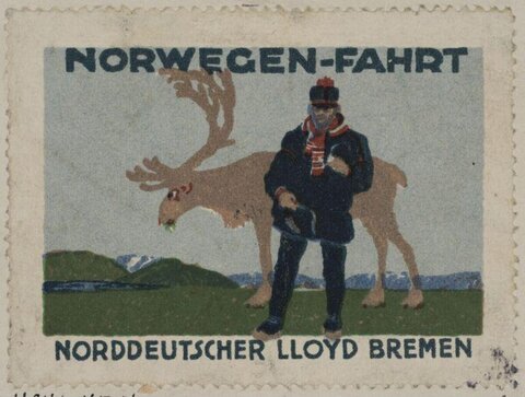 Vintage Norway Cruise Poster Stamp