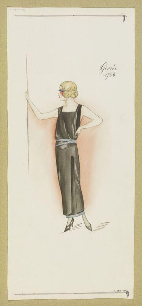 1920s Black Dress Fashion Sketch