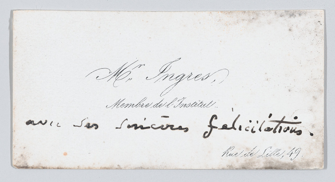 Handwritten Visiting Card of Mr. Ingres