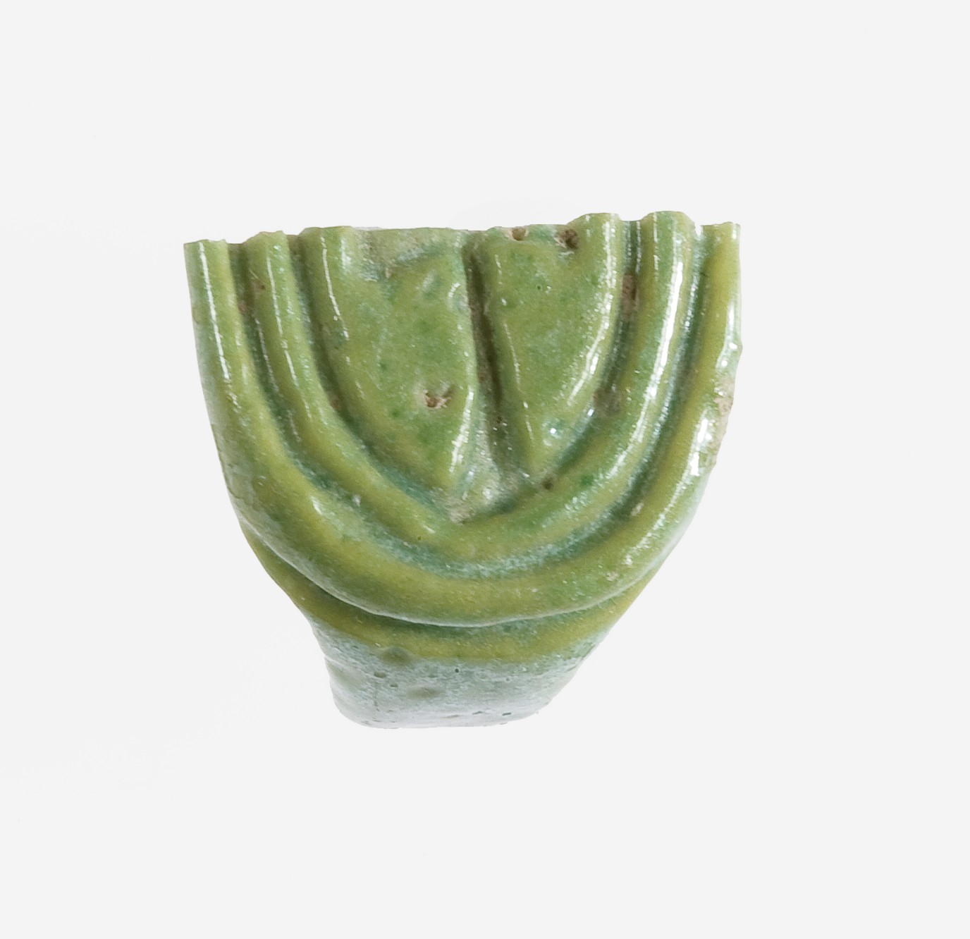 Green Glazed Menorah Amulet Fragment