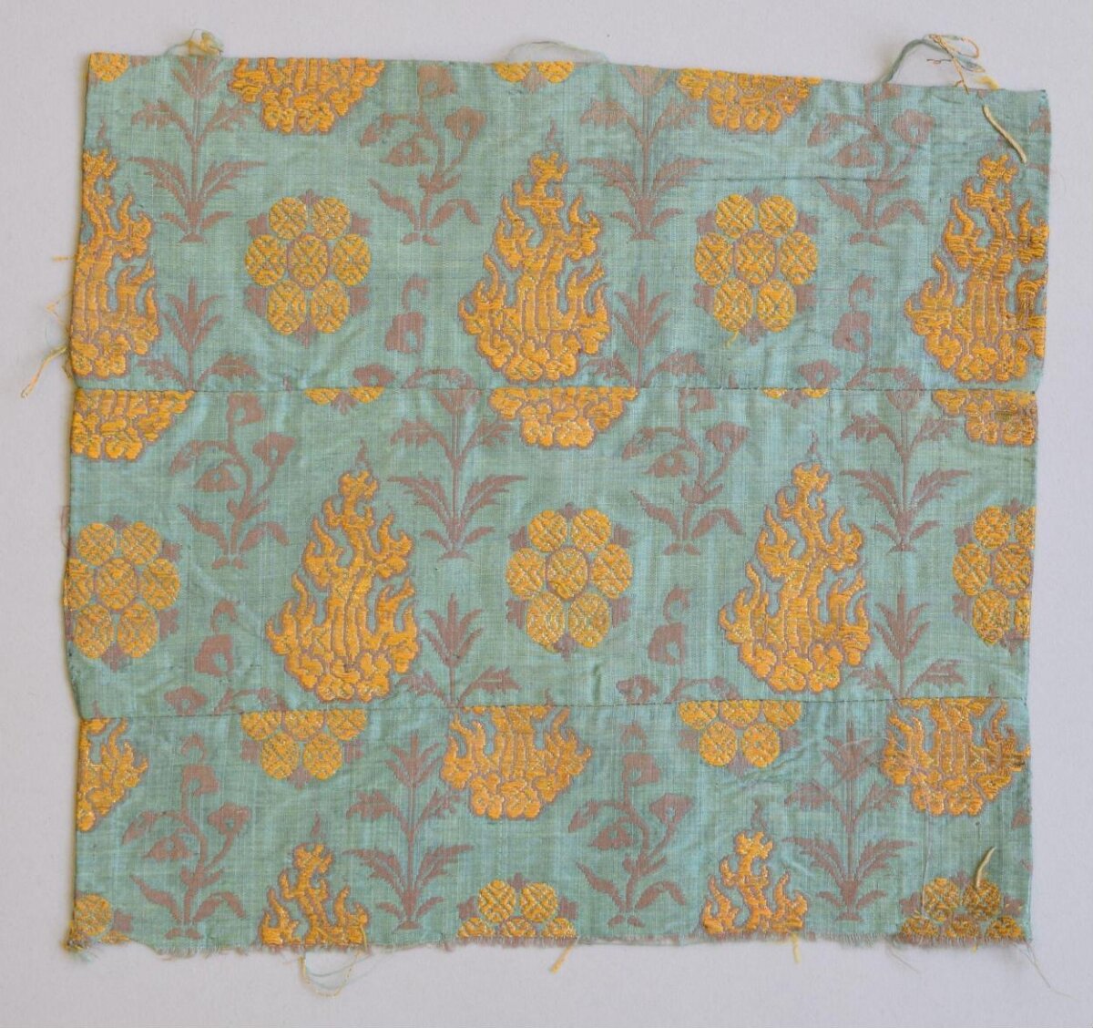 Blue-yellow Patterned Antique Textile Fragment