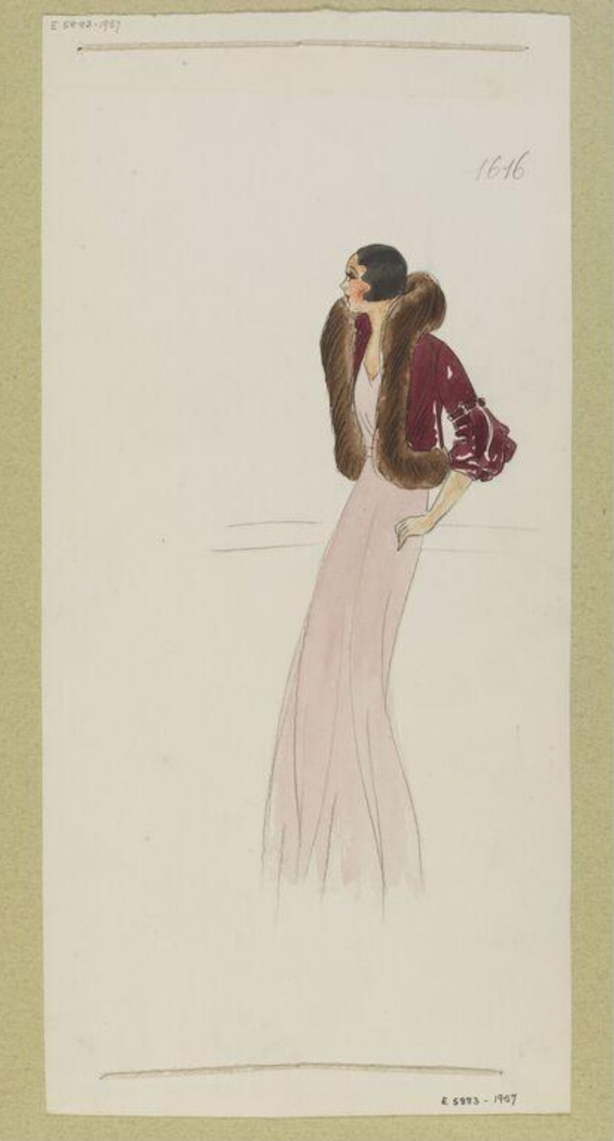 Vintage Evening Gown Fashion Sketch
