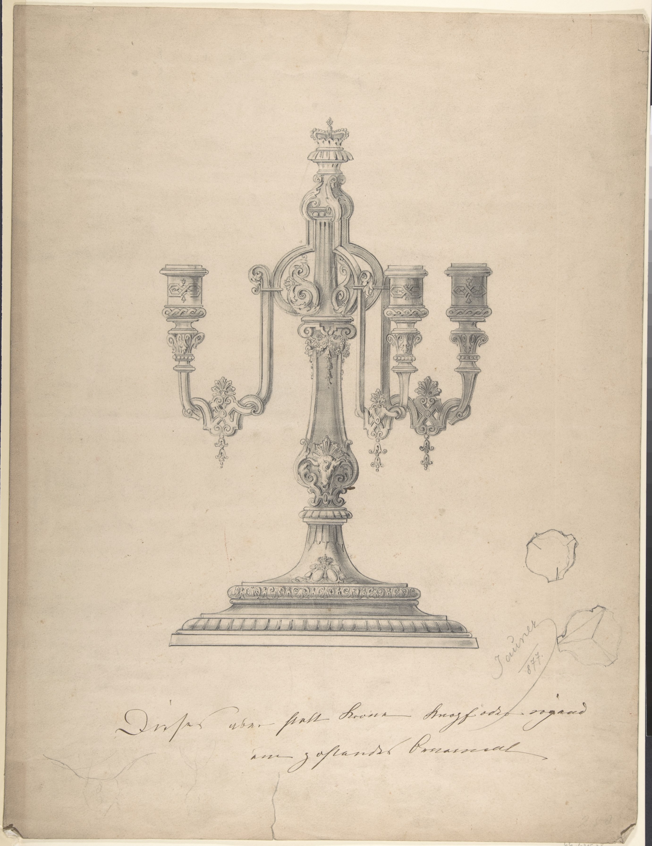 Design Sketch of an Ornate Candelabra