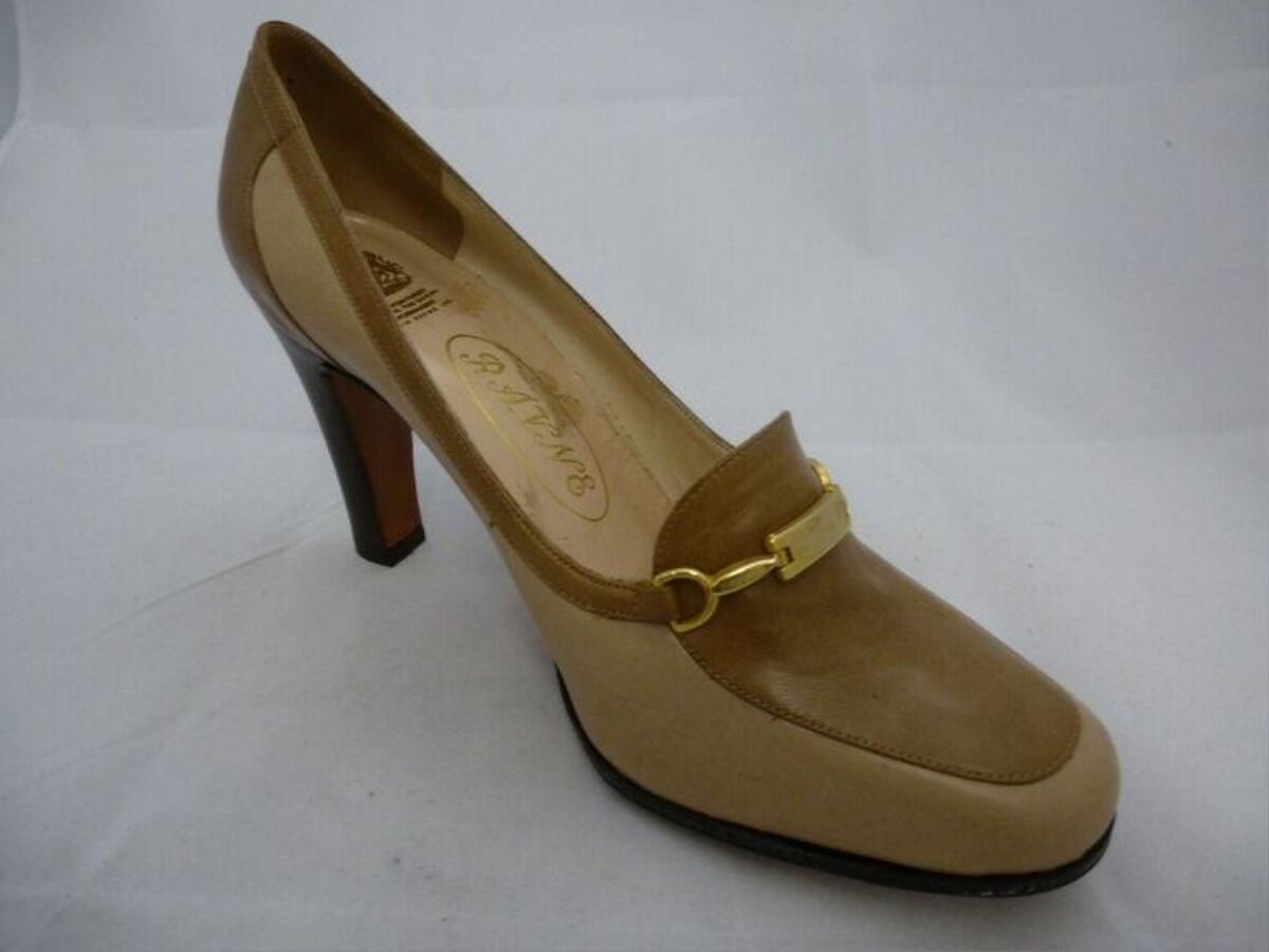 Two-tone Beige Brown High Heel Pump